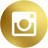 A white Instagram camera icon with a flash symbol in the upper right corner, centered on a gold circle.