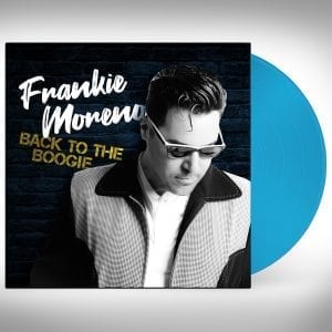 Album cover with "Frankie Moreno Back to the Boogie" and a man in sunglasses and a patterned jacket.