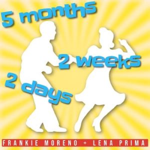 White silhouettes of a man and woman dancing on a yellow background with "5 months 2 weeks 2 days" in blue text.